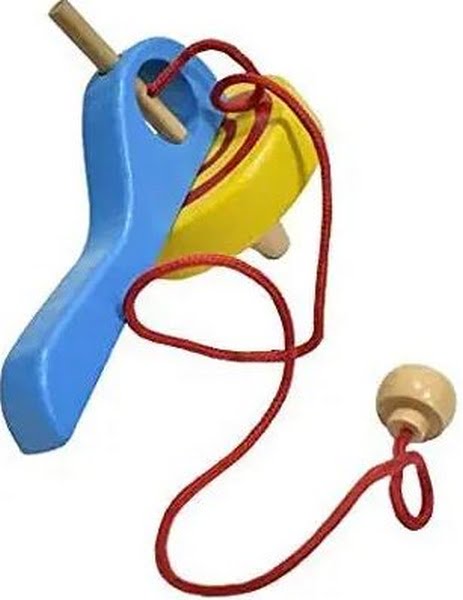 Wooden Wind-Up Spinning Top with String | Builds Motor Skills