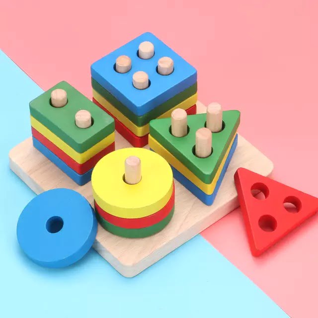 Wooden Shape sorter - colorfull for kids - EKT2414