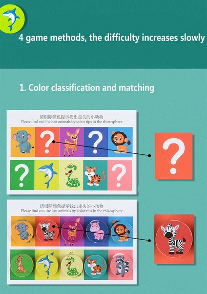 Wooden Four Color Animals Logic Game - EKT2954