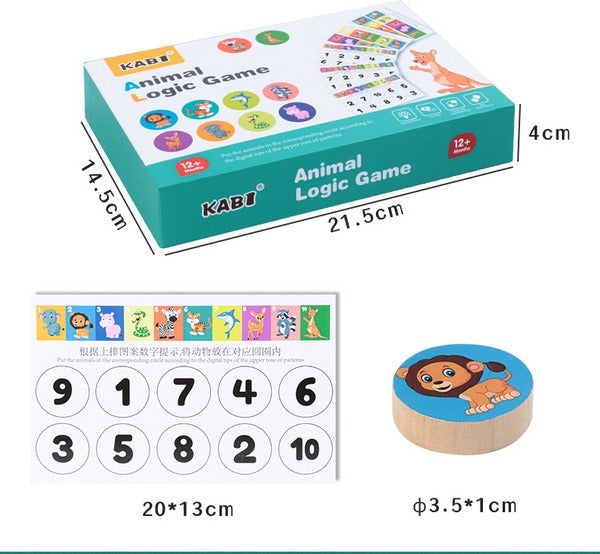 Wooden Four Color Animals Logic Game - EKT2954