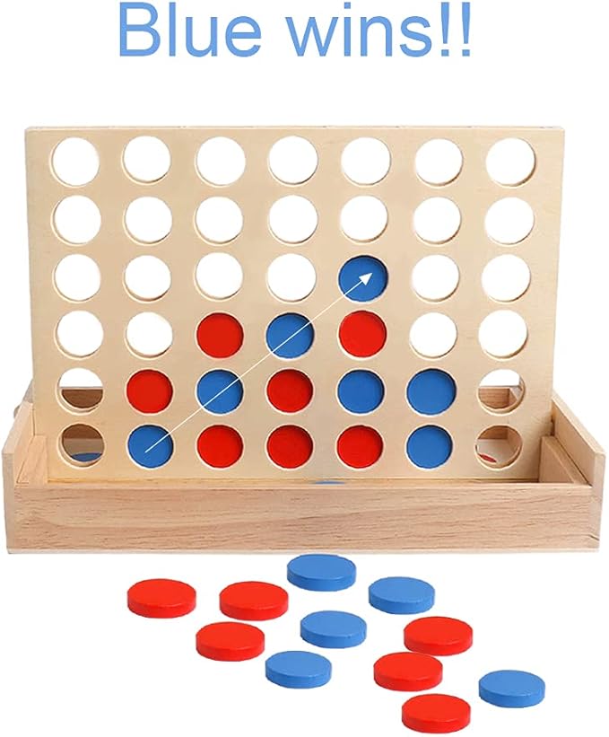 Wooden Connect 4 Game – Classic Strategy Game for Kids & Families