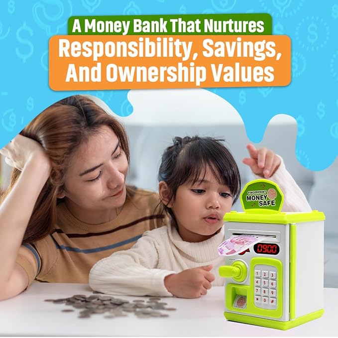 ATM Money Bank - White | Learn to Save with Finger-print Enabled Piggy Bank