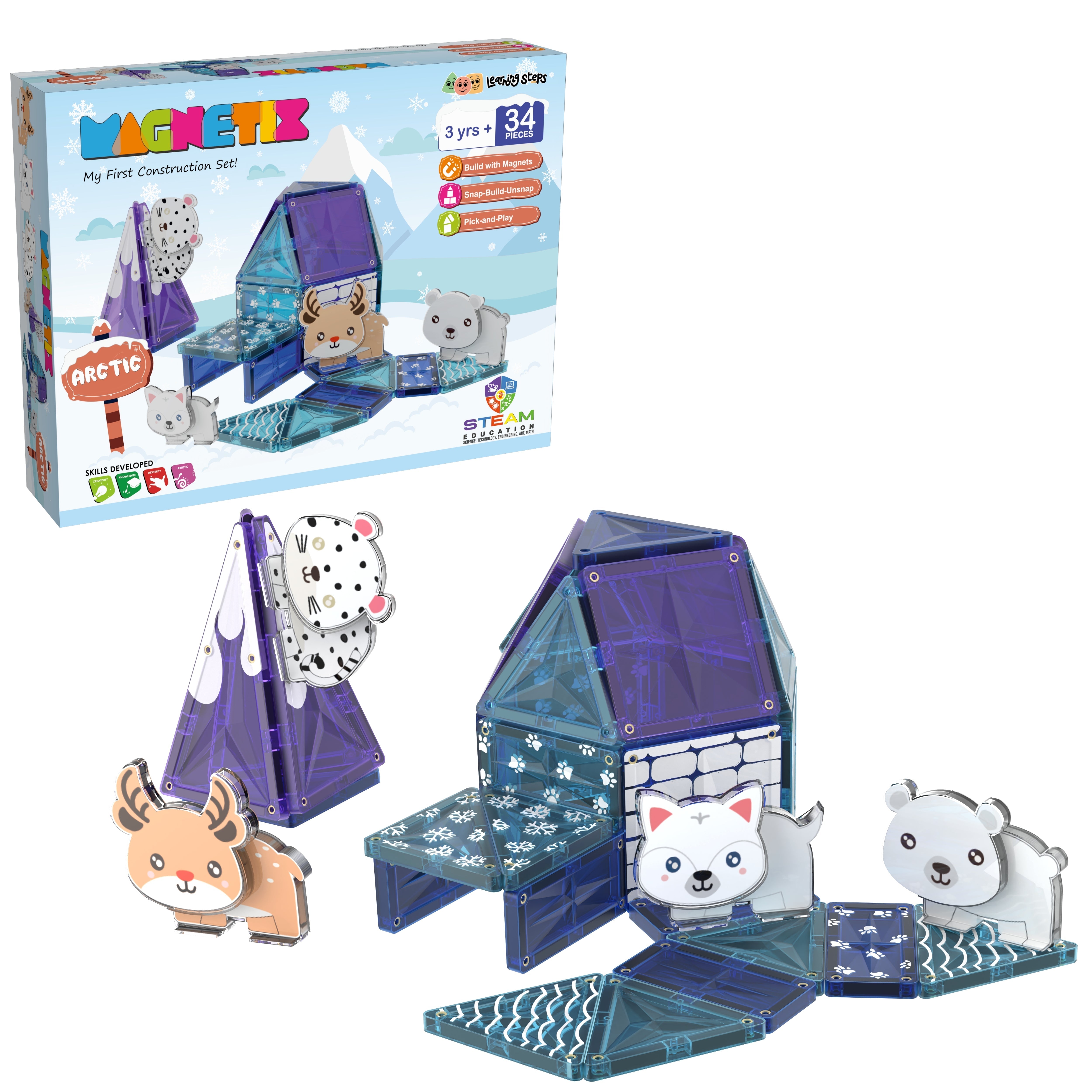 Magnetix Construction Set Artic Theme 34 Pieces - EKT3655