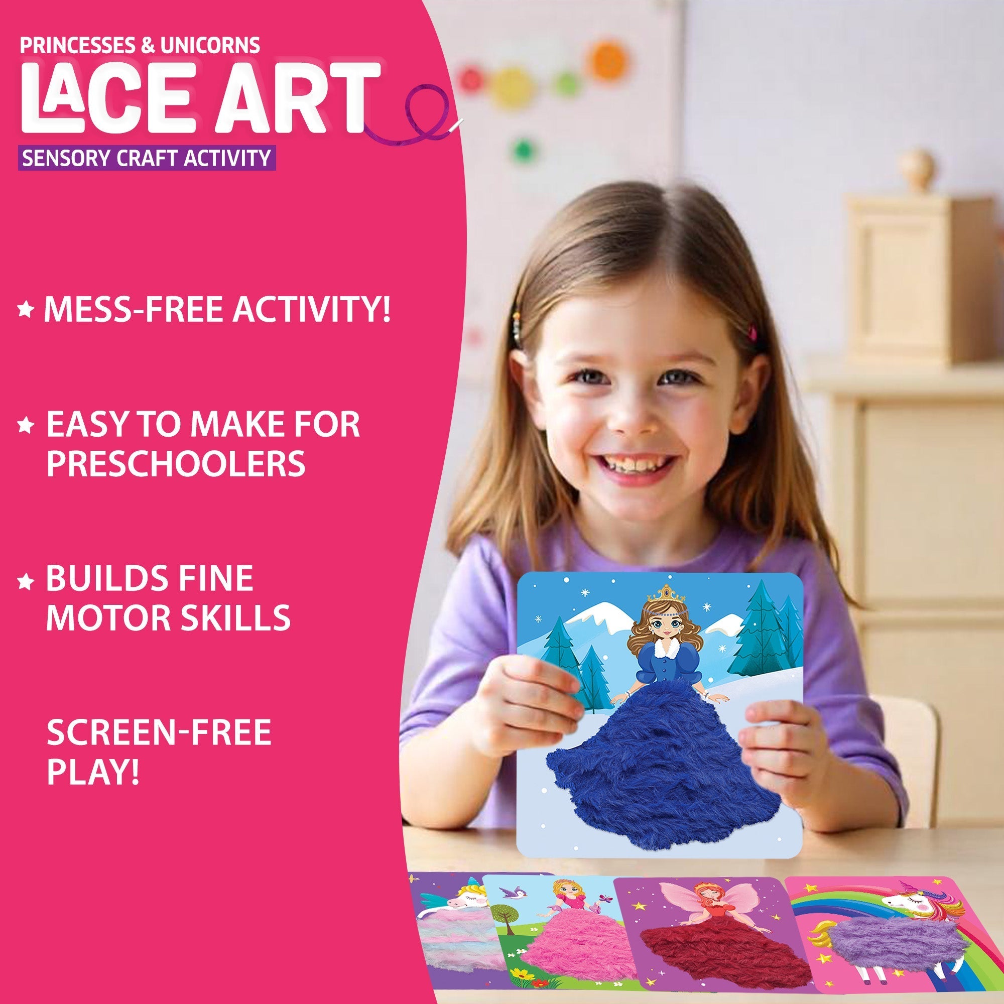 Creative Lacing – Princess & Unicorn Theme Sensory Craft Activity - EKT3700