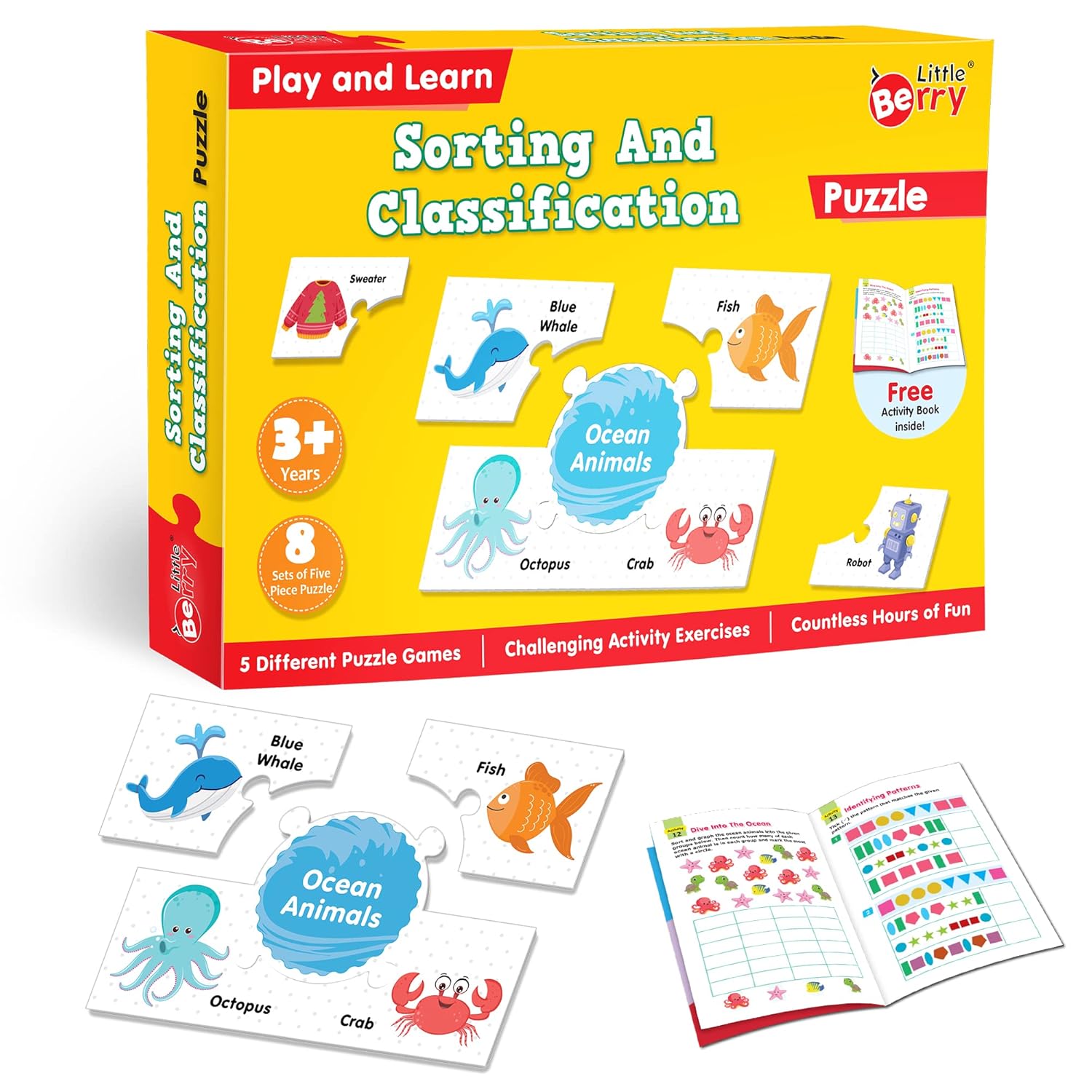 Play and Learn Puzzles - Sorting and Classification | 5 Different Puzzle Games | Learning & Educational Toy - EKT3729