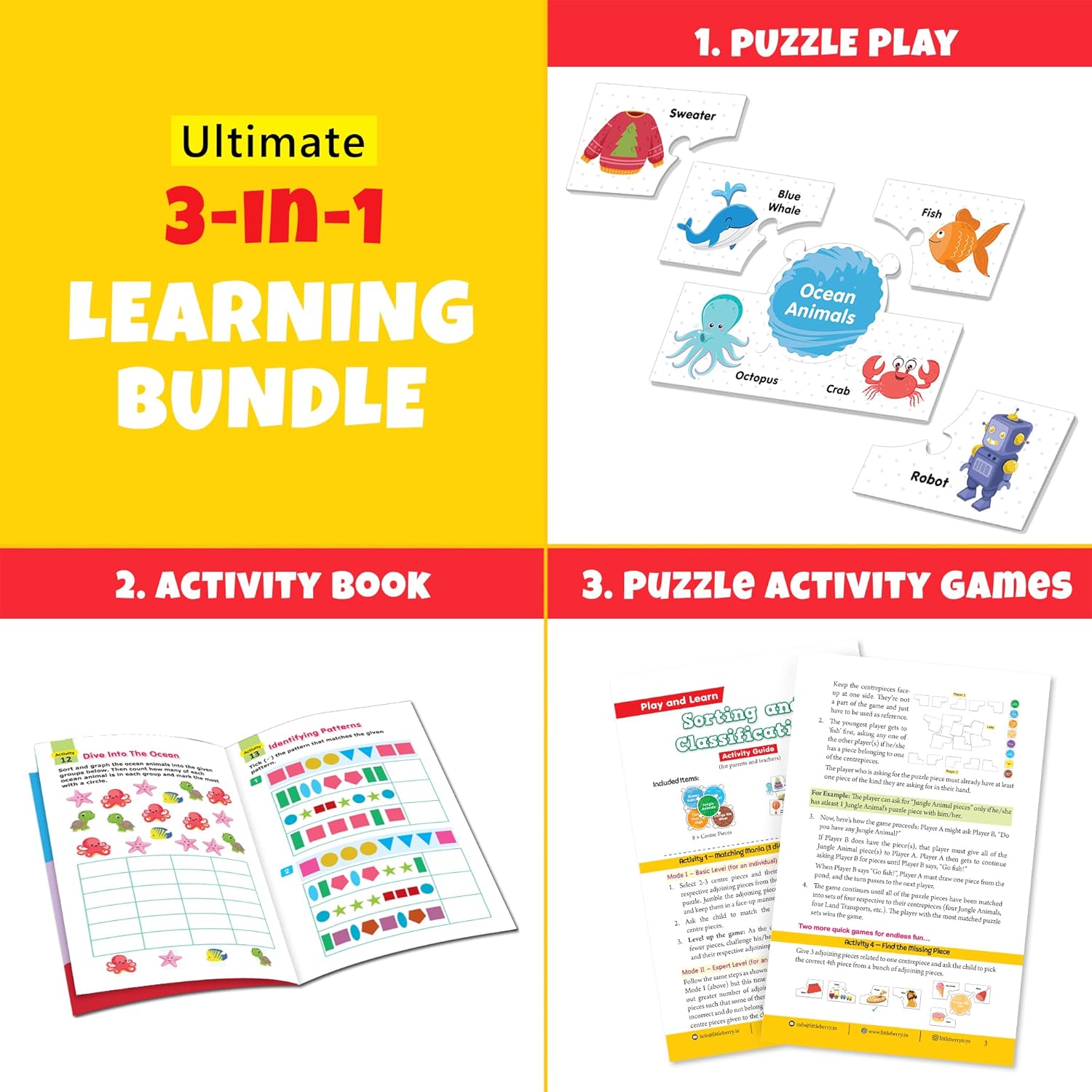 Play and Learn Puzzles - Sorting and Classification | 5 Different Puzzle Games | Learning & Educational Toy - EKT3729