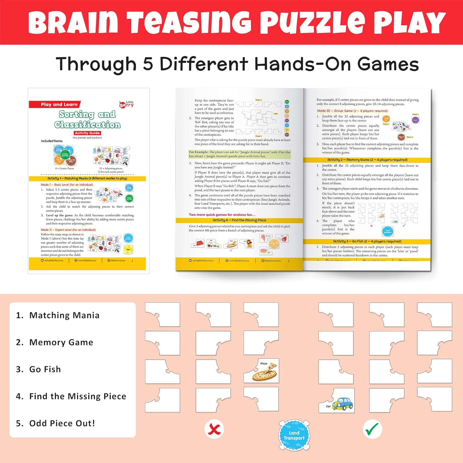 Play and Learn Puzzles - Sorting and Classification | 5 Different Puzzle Games | Learning & Educational Toy - EKT3729