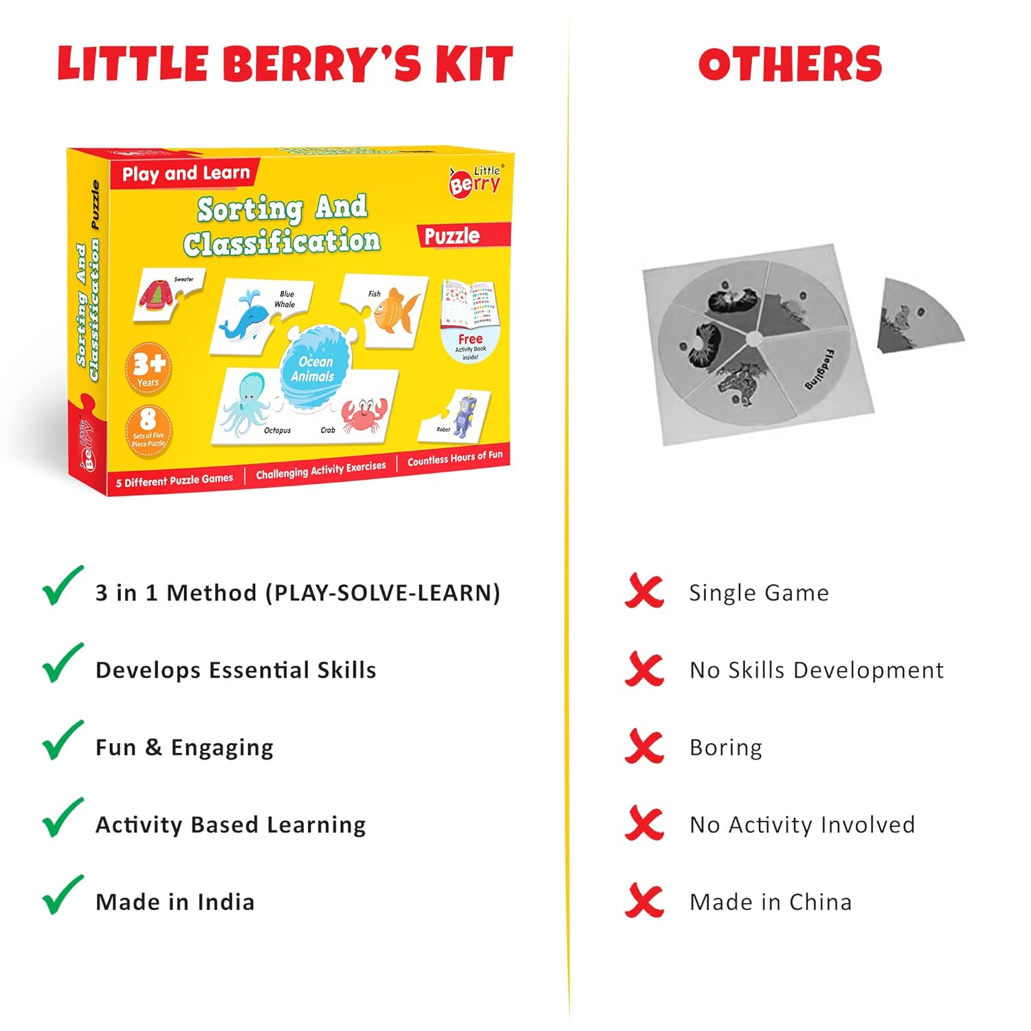 Play and Learn Puzzles - Sorting and Classification | 5 Different Puzzle Games | Learning & Educational Toy - EKT3729