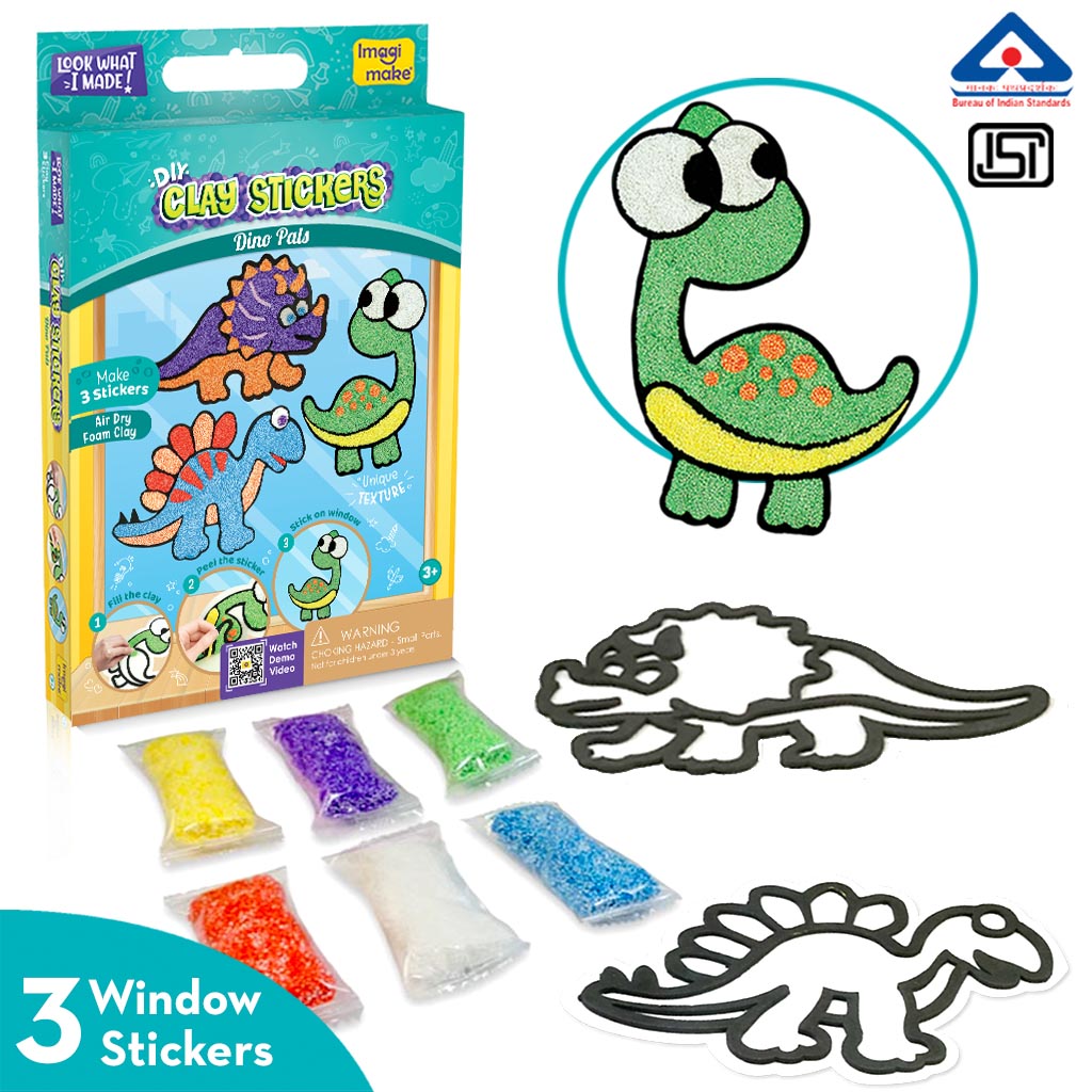 DIY Clay Stickers - Dino Pals | Air Dry Foam Clay - EKT3796