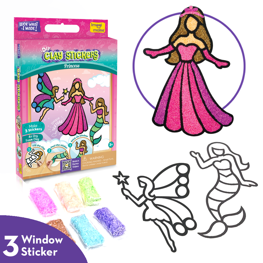DIY Clay Stickers - Mini Princess | Air Dry Foam Clay - EKT3797