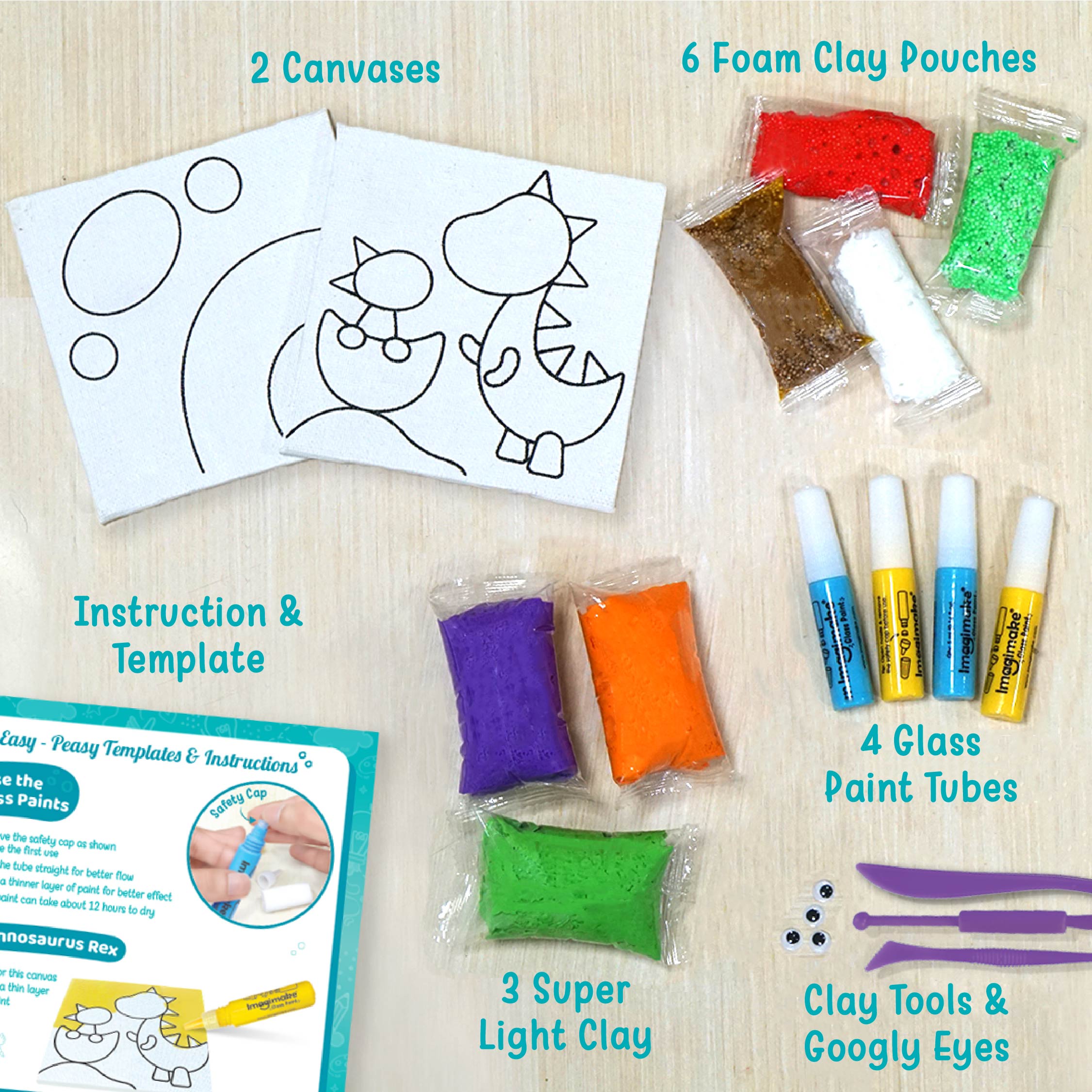 DIY Clay Murals - Dino | Make 2 Canvases - EKT3801