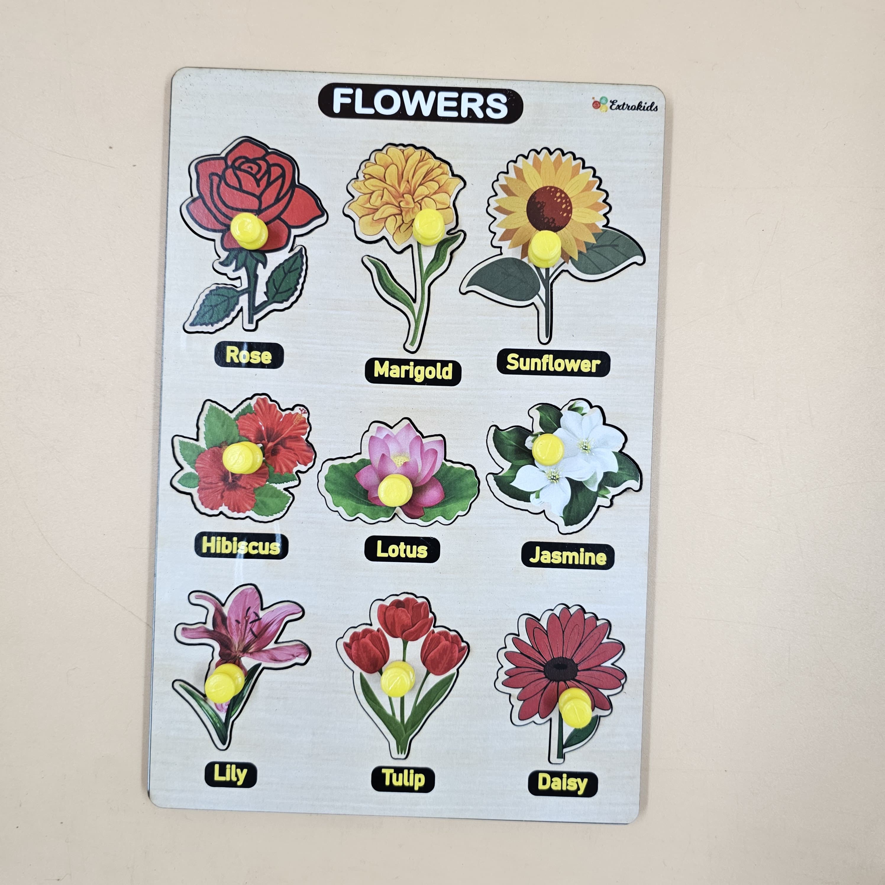 Extrokids Wooden Flower Peg Board For Kids - EKW0293