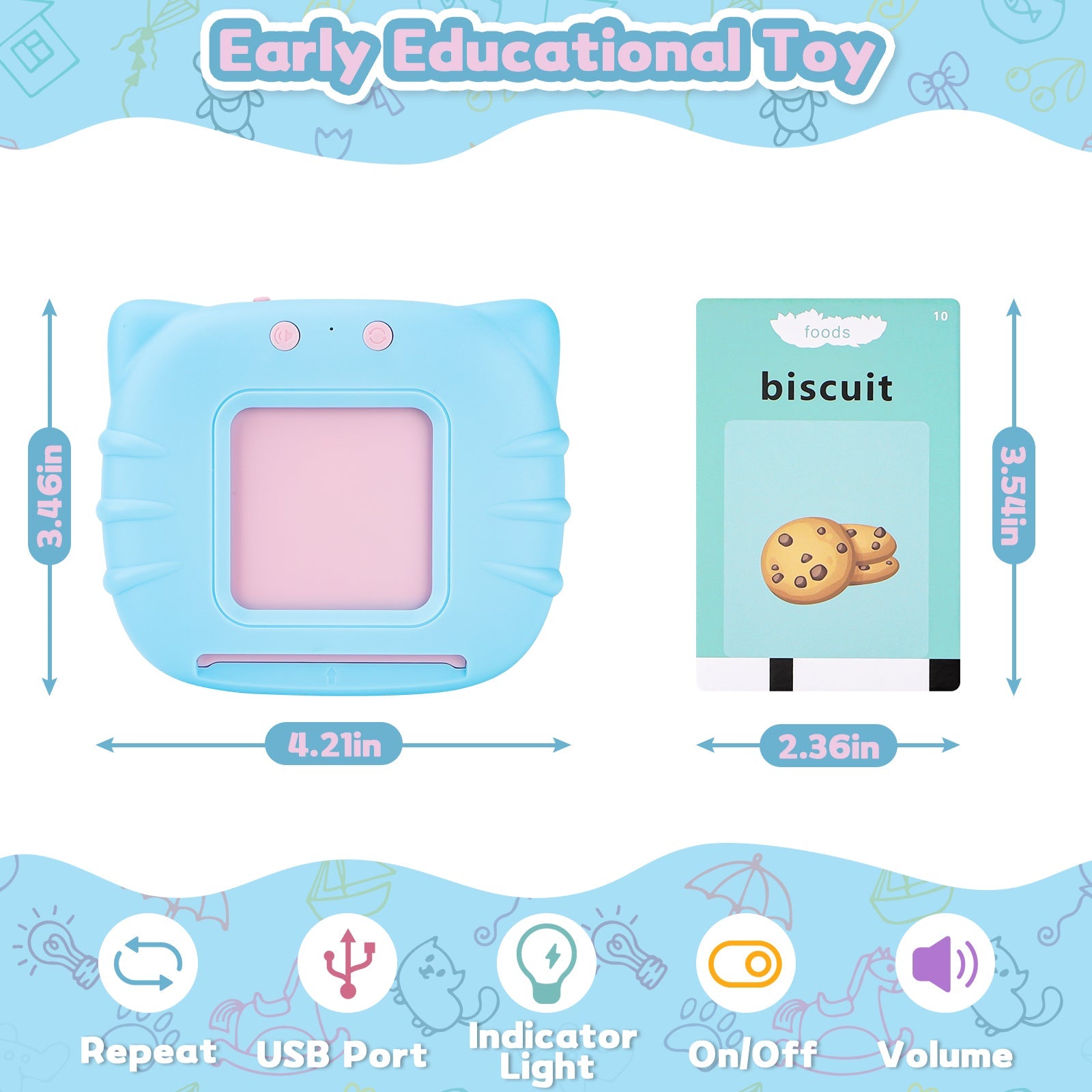 Talking Flash Cards Early Educational Toys Audible Flash Cards 224 Words Montessori Interactive Toy for Kids