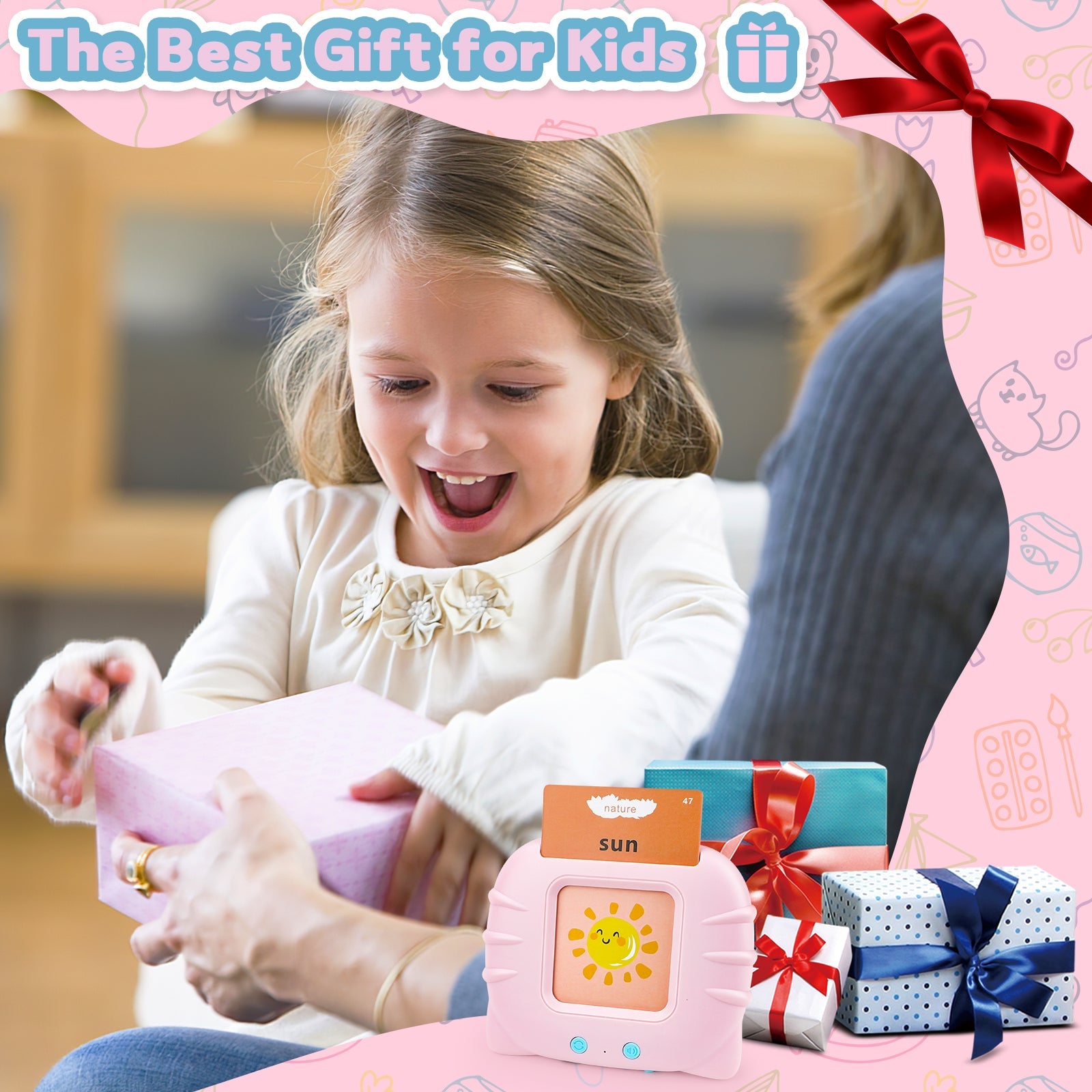 Talking Flash Cards Early Educational Toys Audible Flash Cards 224 Words Montessori Interactive Toy for Kids Christmas Birthdays Gift