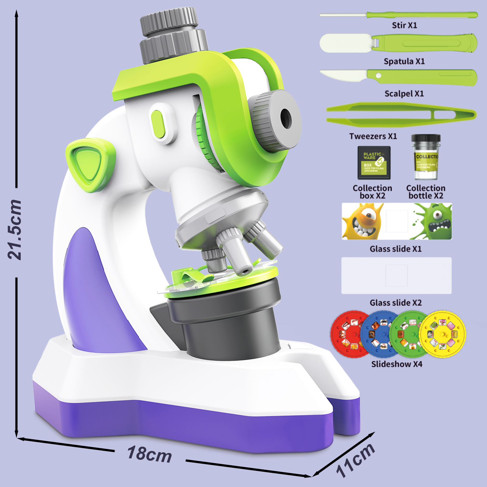 Kids Microscope 100x 400x 1200x Portable Microscope Kit with LED Light and Slide Beginner Educational Science Kit Study Educational Toys
