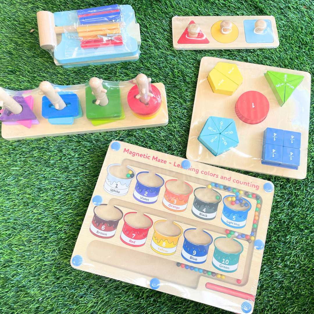 Montessori Wooden Toy Educational Box 5 in 1 Bundle Value Kit