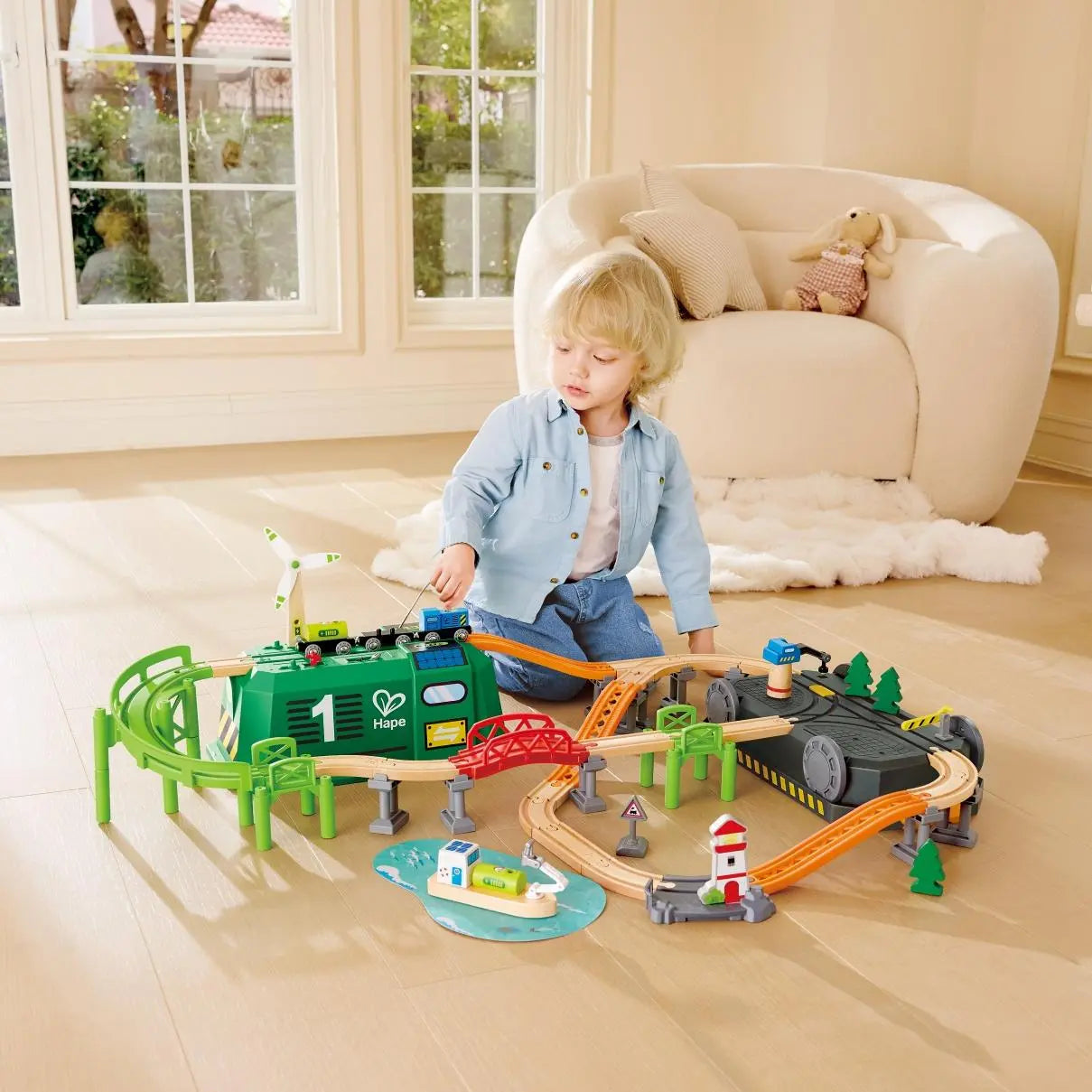Fidtoy Eco Energy Train Set Wooden Railway Toy for Kids