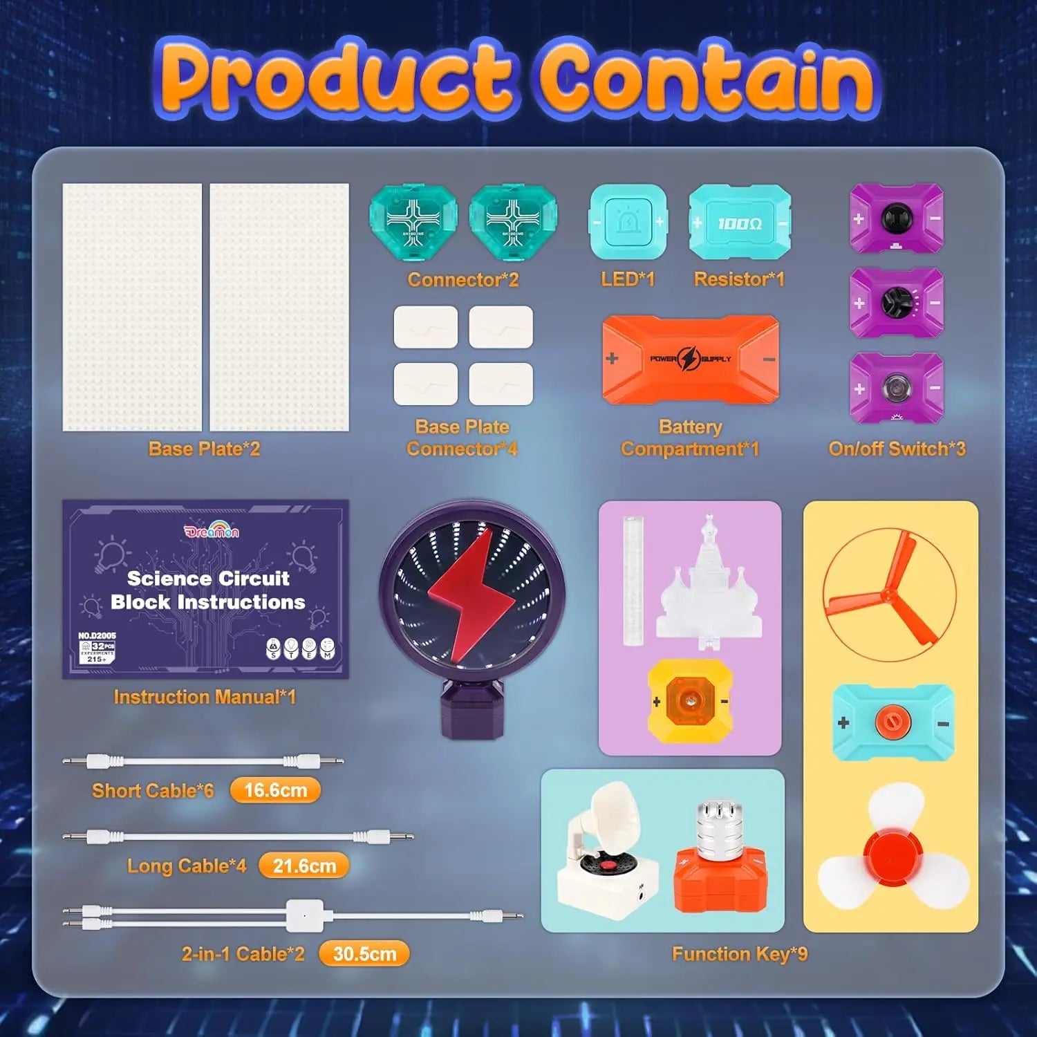 Kit scientifique et technique de circuit électrique avec plus de 215 expériences pour les enfants