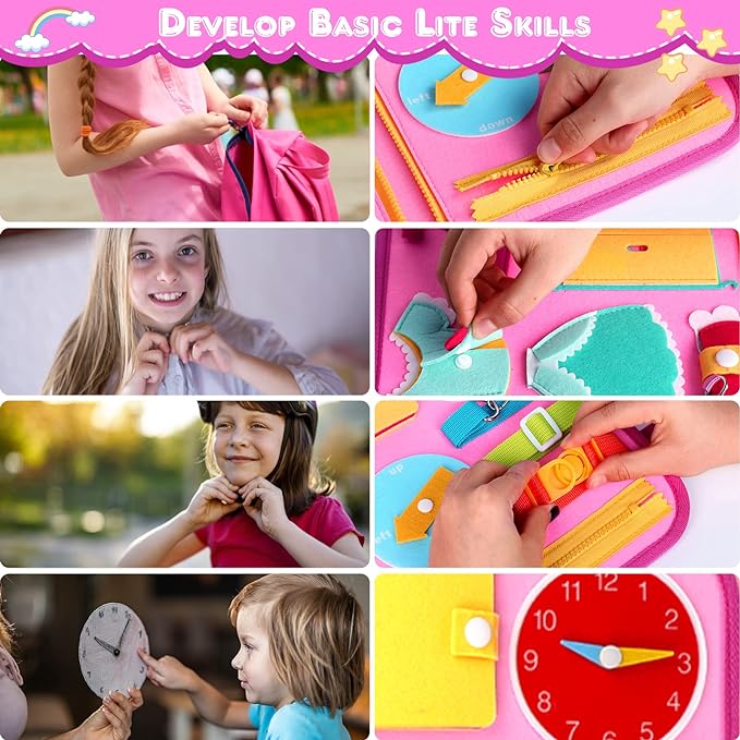 Fidtoy Busy Board para Niños Pequeños – Tablero de Actividades Sensoriales Portátil para Viajes y Aprendizaje