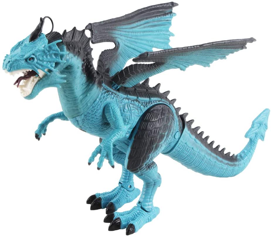 Remote Control Dinosaur Toy with Walking Simulated Roaring Fire Breathing Effect and Head-Shaking Functions for Kids 3 Mini Dino Figures