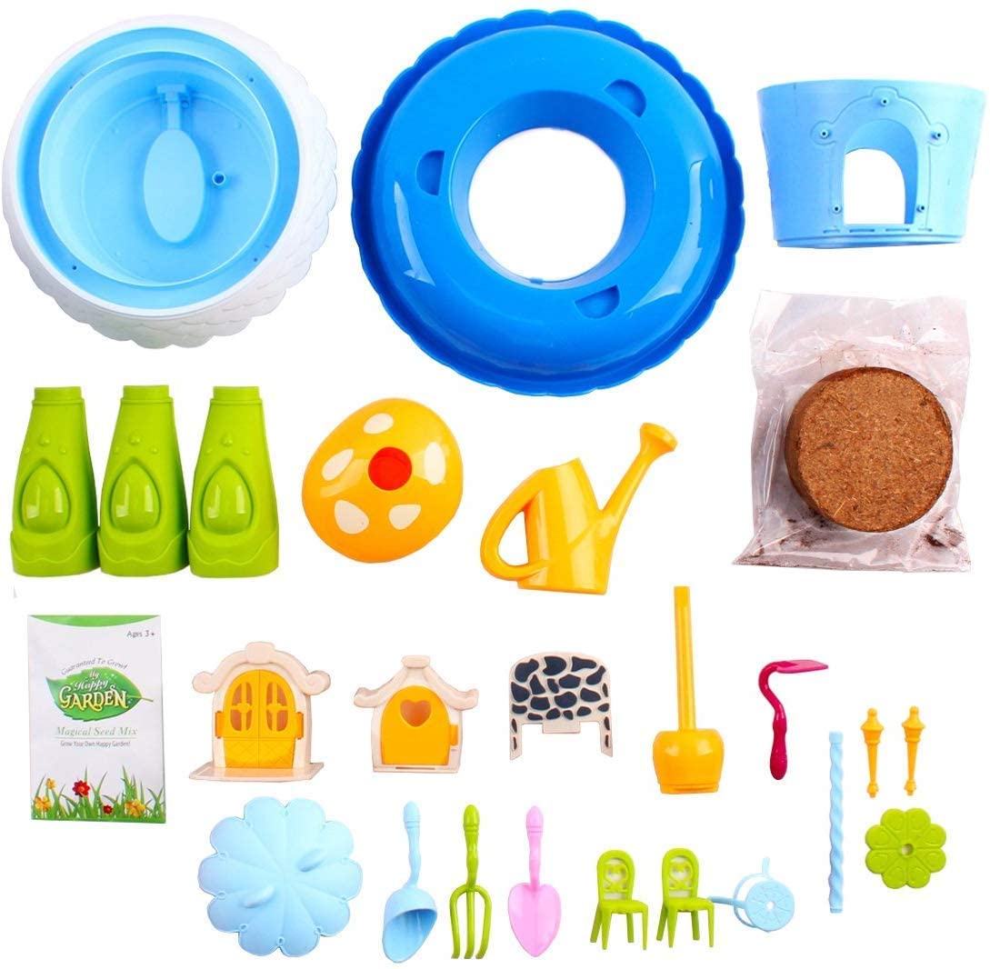 Fairy Tale DIY Miniature Gardening Magical Cottage Play Set and Gardening Accessories for Kids