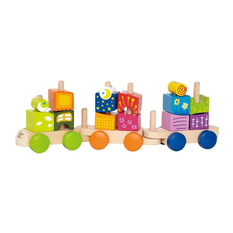 Fidtoy Jouet Train en Bois 17 Pièces – Jeu d'apprentissage et d'empilage pour Tout-petits