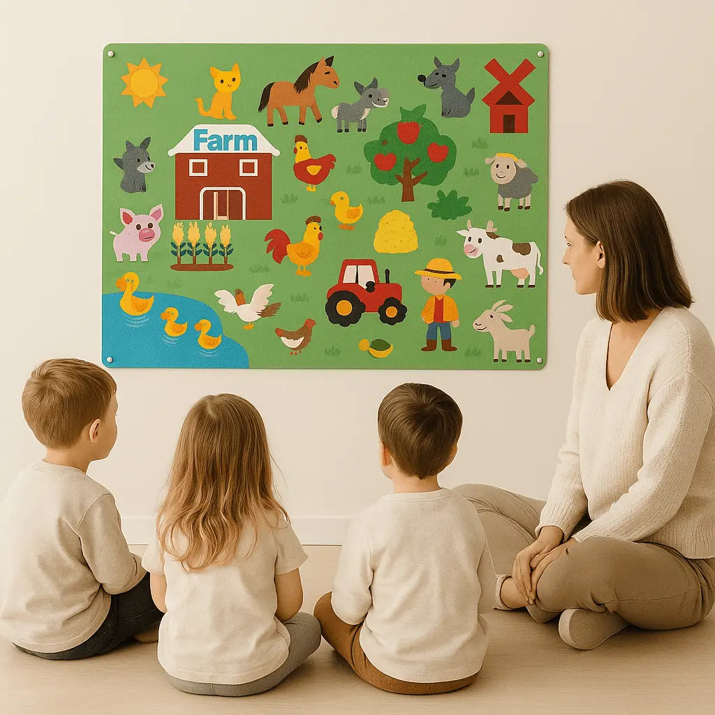 Fidtoy Interactive Farm Kit – Tablero de Fieltro Montessori para Cuentacuentos y Aprendizaje Temprano de Niños Pequeños