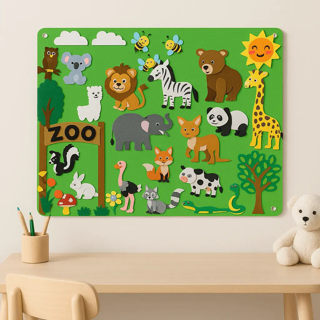 Fidtoy Interactive Farm Kit – Tablero de Fieltro Montessori para Cuentacuentos y Aprendizaje Temprano de Niños Pequeños