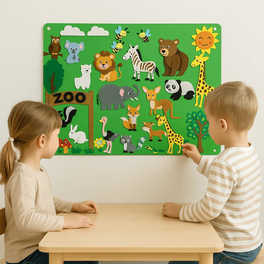 Fidtoy Interactive Farm Kit – Tablero de Fieltro Montessori para Cuentacuentos y Aprendizaje Temprano de Niños Pequeños