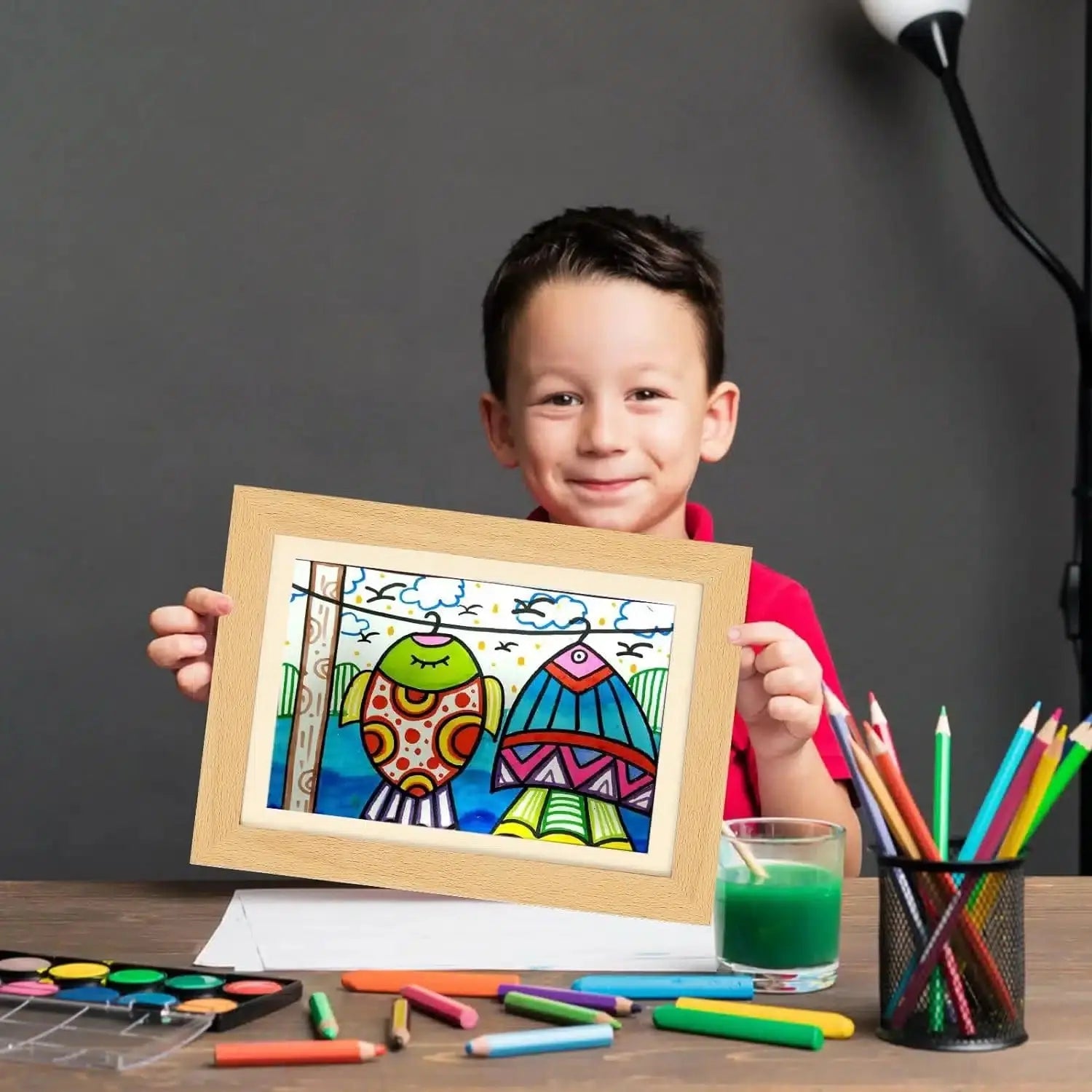 Fidtoy Frame for Children's Drawings – Large Capacity Magnetic Front Art Display for Kids