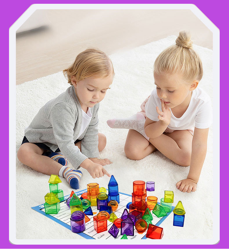 60 Pcs Transparent translucent 3D Geometric Shapes