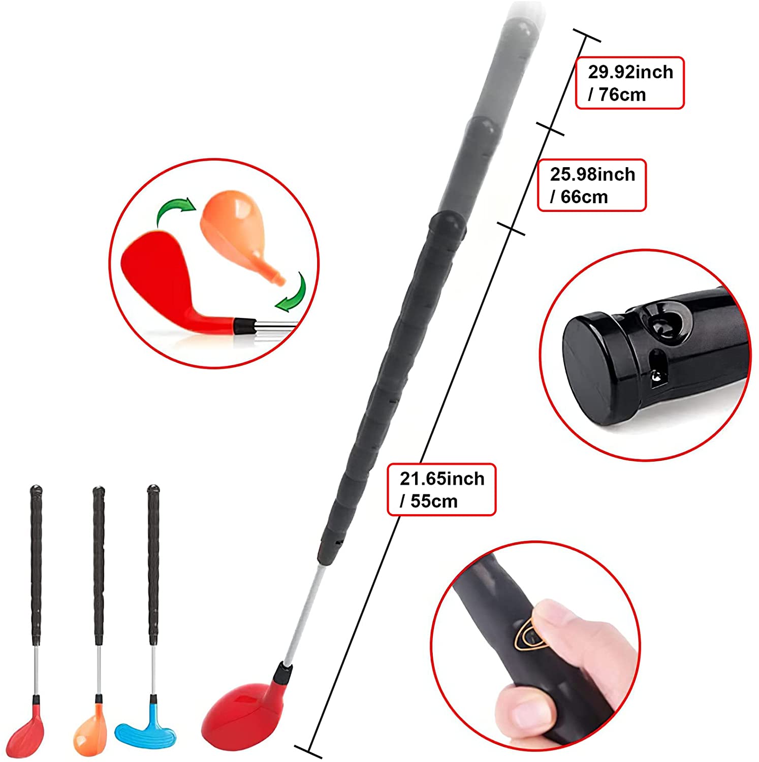 Beginners Golf Training Play Set with Club, Play Balls and Foot Pedal Base Included - Great Indoor and Outdoor Fun Activity for Kids