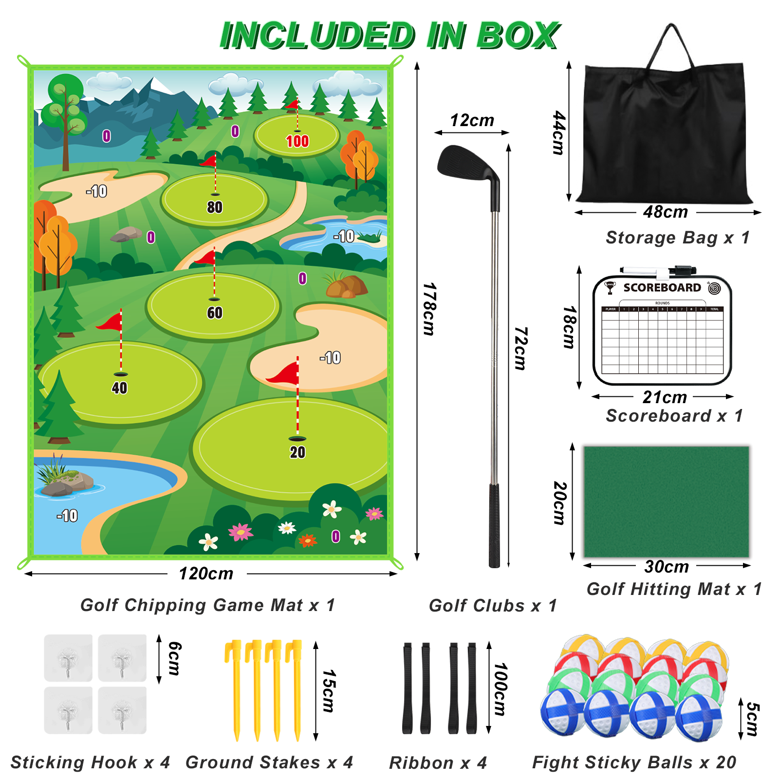 Outdoor Toy Golf Chipping Game Set with Golf Hitting Practice Mat for Kids