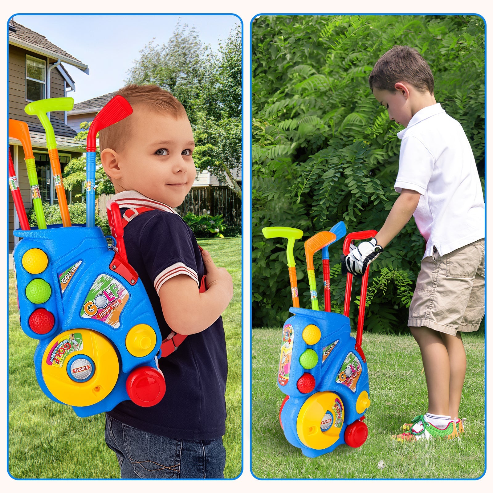 Golf Clubs Toy Set Outdoor Indoor Sports Garden Play Game Toy for Toddlers 3 4 5 Years Old