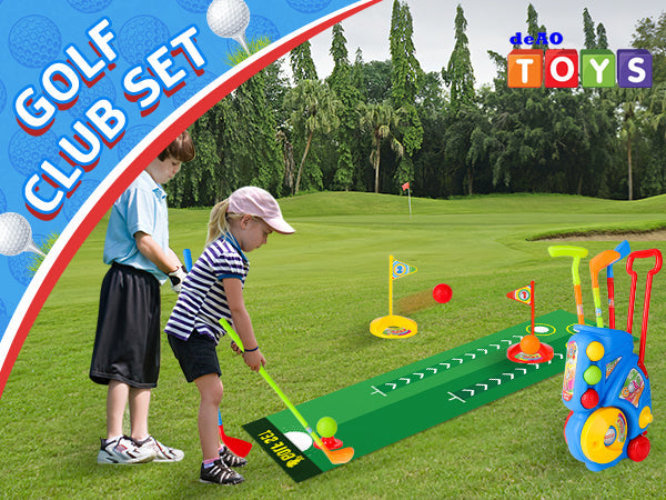 Golf Clubs Toy Set Outdoor Indoor Sports Garden Play Game Toy for Toddlers 3 4 5 Years Old