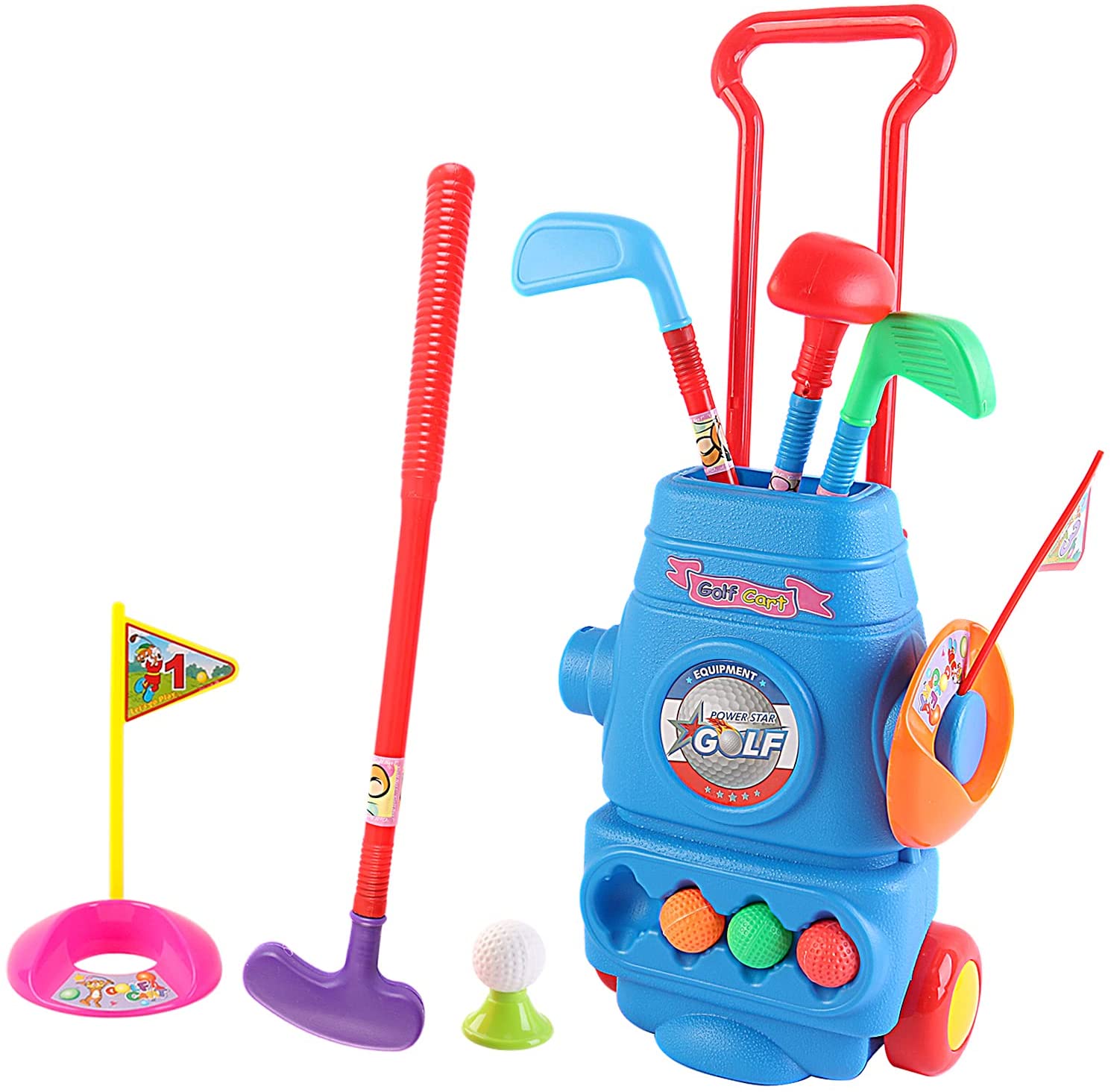 Young Golfers Fun Beginners Golf Club Play Set Kit for Kids – Golf Clubs, Cart, Holes and Play Balls Included
