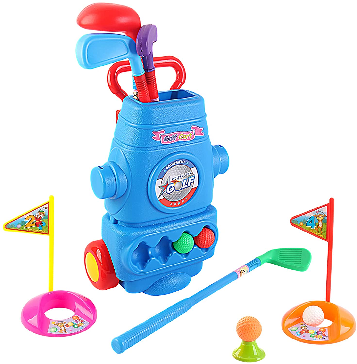 Young Golfers Fun Beginners Golf Club Play Set Kit for Kids – Golf Clubs, Cart, Holes and Play Balls Included