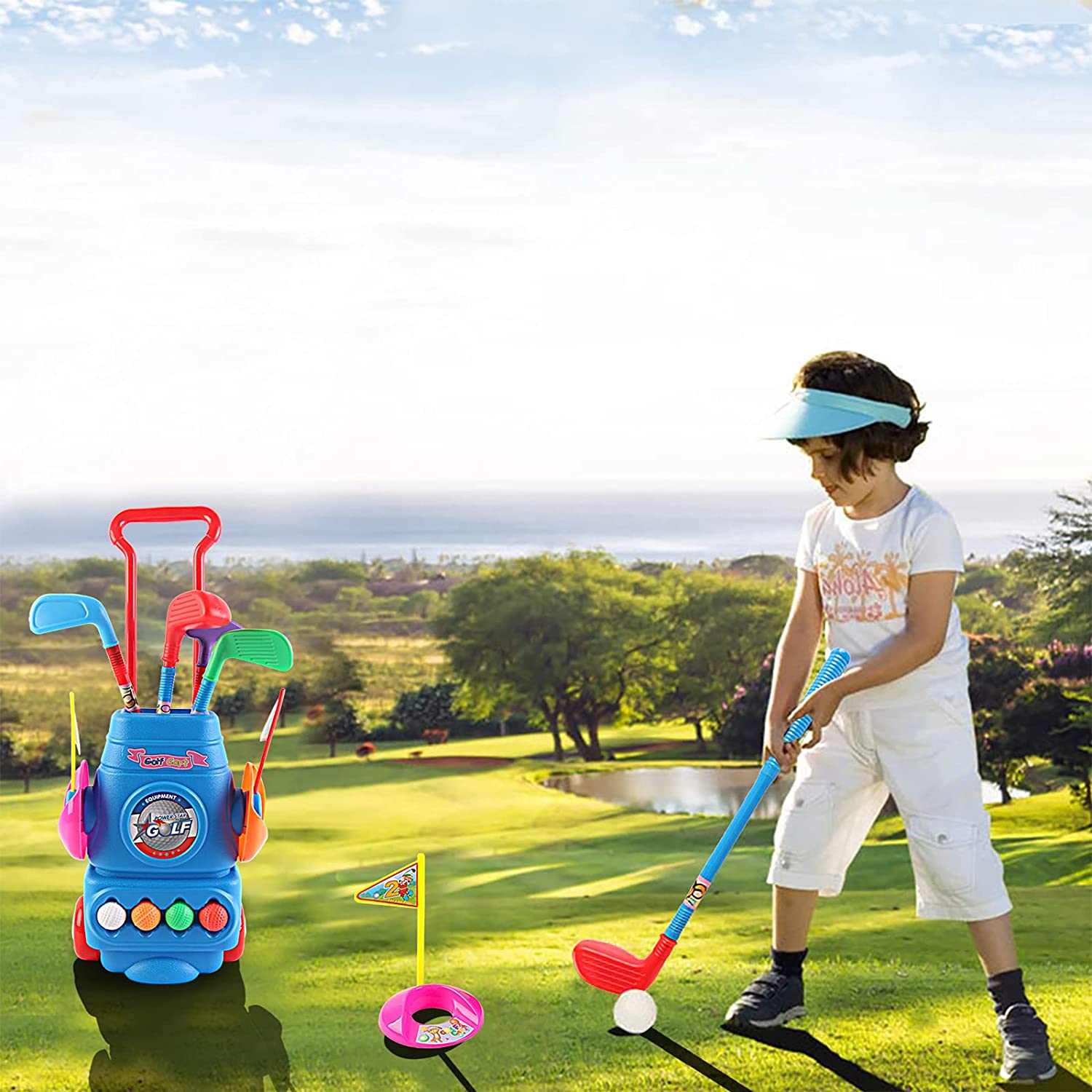 Young Golfers Fun Beginners Golf Club Play Set Kit for Kids – Golf Clubs, Cart, Holes and Play Balls Included