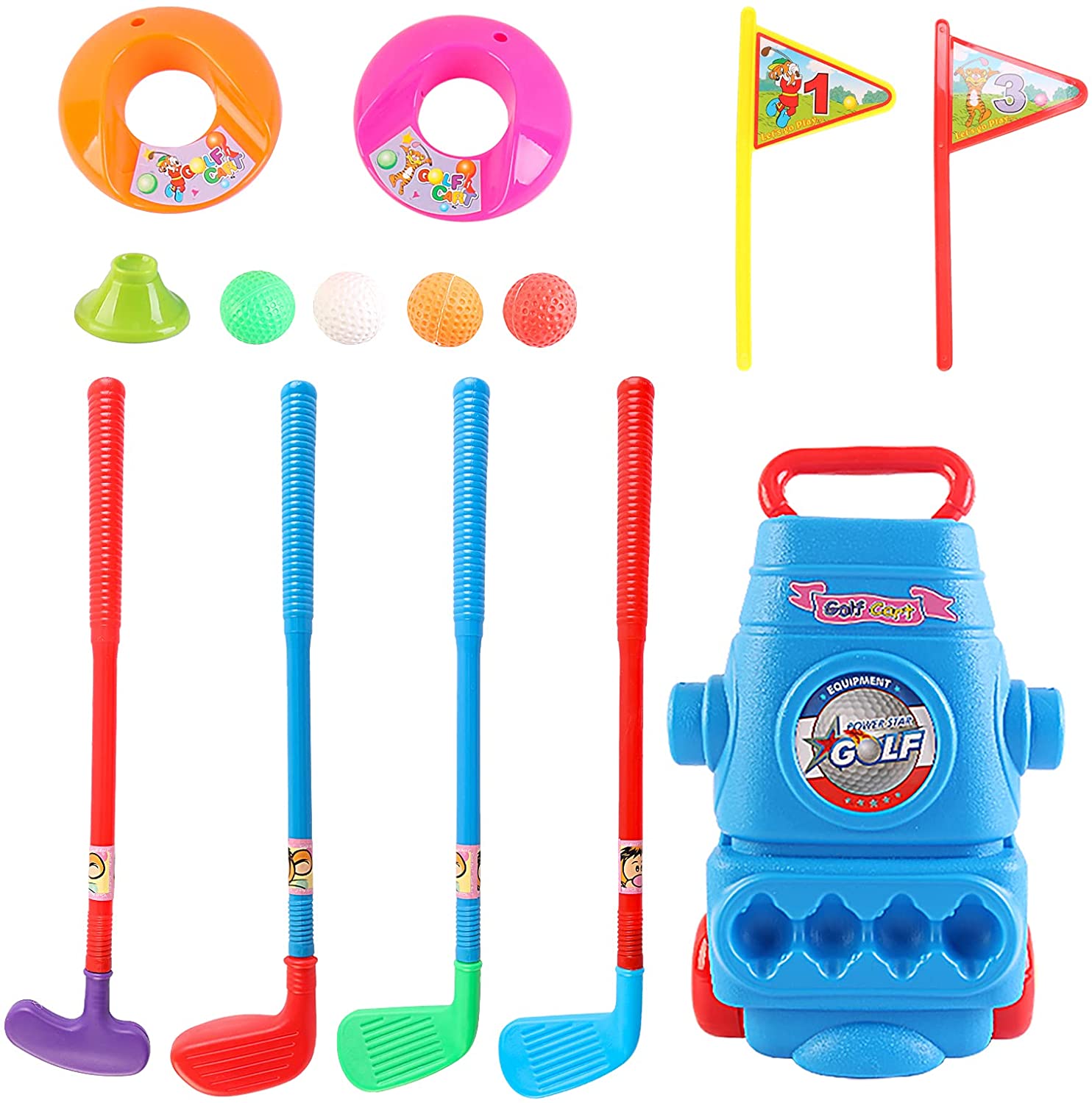 Young Golfers Fun Beginners Golf Club Play Set Kit for Kids – Golf Clubs, Cart, Holes and Play Balls Included