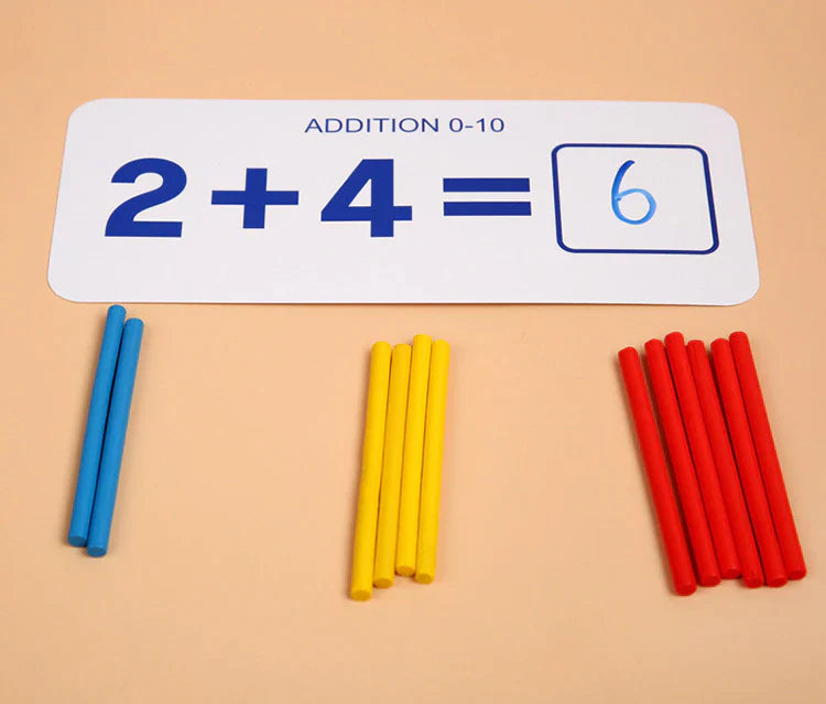 Montessori Wooden Counting Sticks 1-10 Maths and Numbers Activity Set