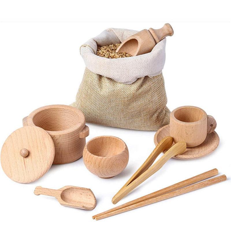 Fidtoy Montessori Wooden Chopper for Kids Toddler Kitchen Tool