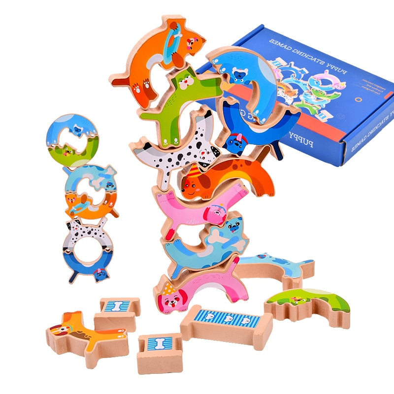 Wooden Kids Animal Balance Building Blocks Toy