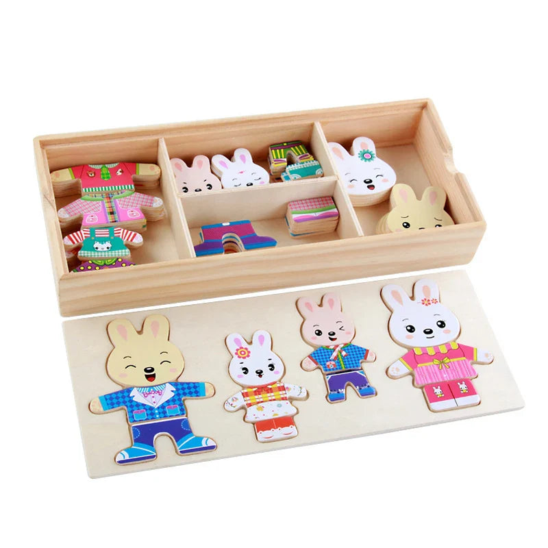 Fidtoy Montessori Wooden Animal Jigsaw Puzzle Toys for Toddlers – Educational & Fun Learning