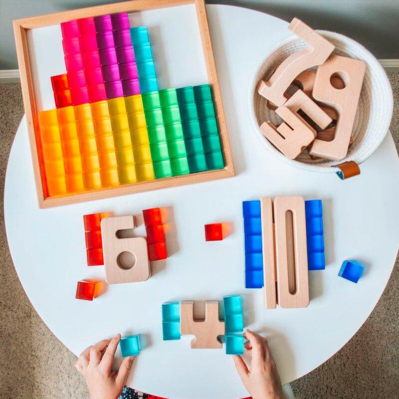 Fidtoy Bloques de Construcción de Colores Claros – Cubos Apilables de Acrílico Transparente para el Juego Educativo de Niños