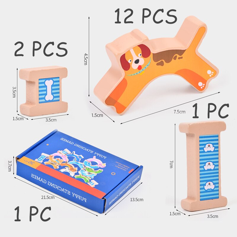 Wooden Kids Animal Balance Building Blocks Toy