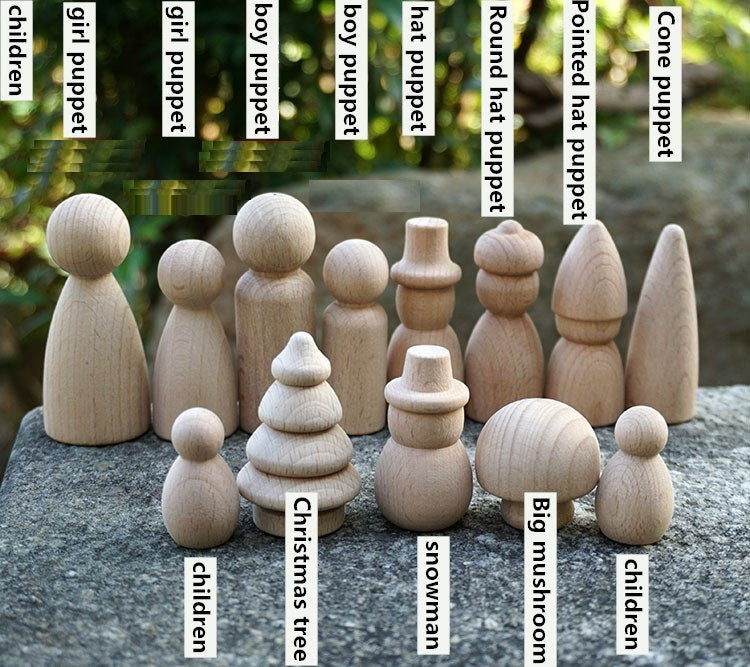 Loose Parts Assorted Peg Leg Dolls