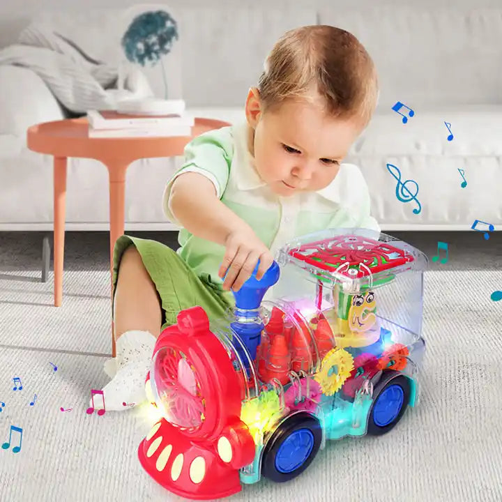 Fidtoy Musical Light-Up Train for Toddlers | Interactive Toddler Toy with Lights & Music