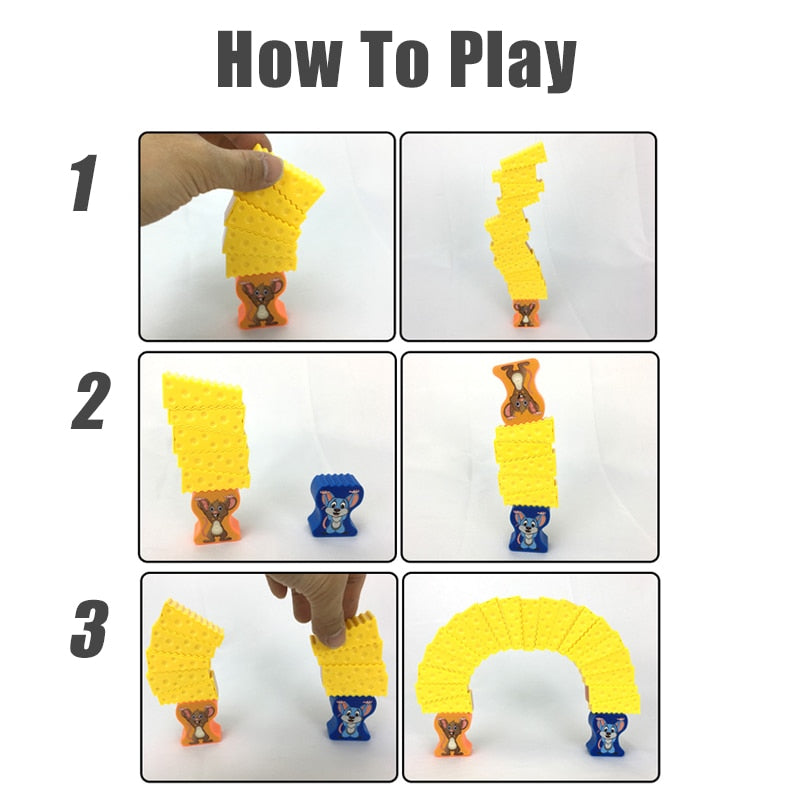 Cheese And Mouse Stacking Building Blocks Game