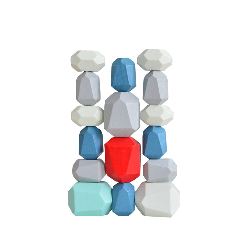 Fidtoy Wooden Stacking Polyhedron Blocks – Montessori Educational Toy for Kids 3+