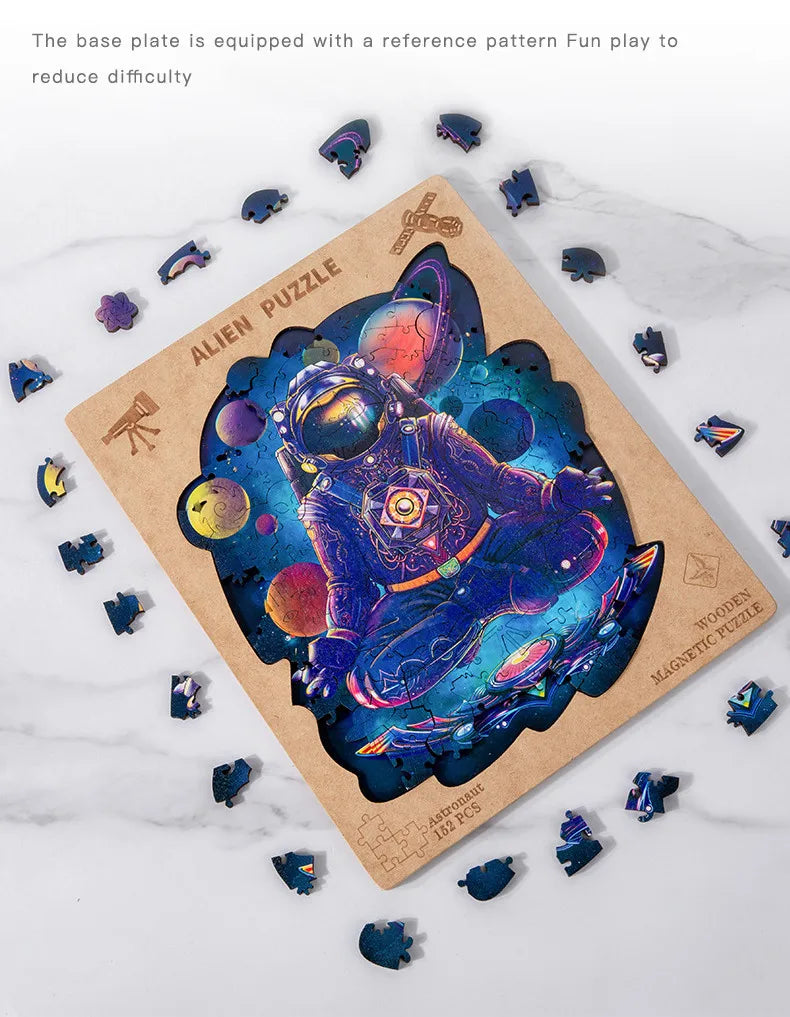 Wooden Magnetic Puzzle For Adult Unique Animal Shape Cut Wood Puzzle